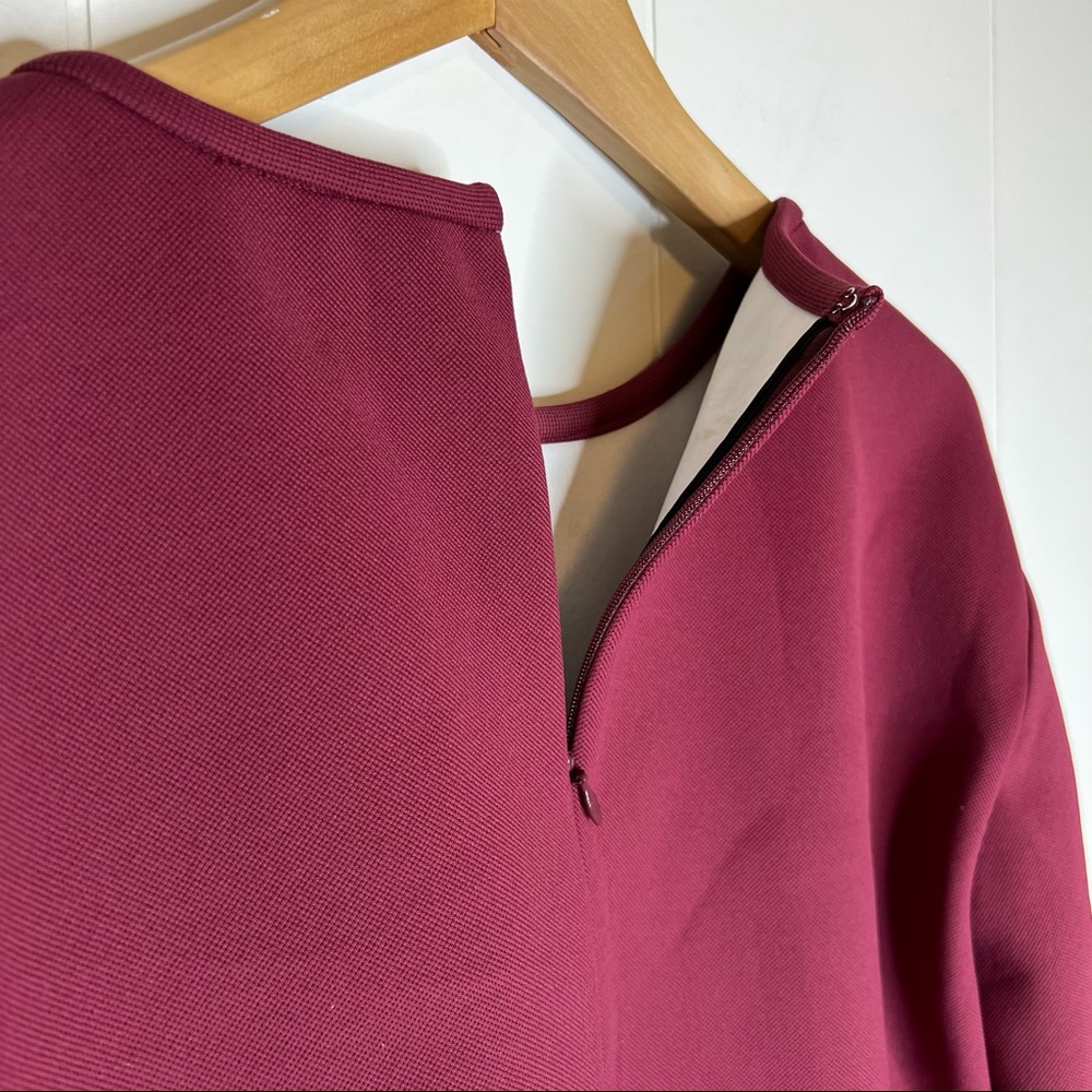 Tibi neoprene long sleeve top Sweater Burgundy Sz S - Picture 2 of 8